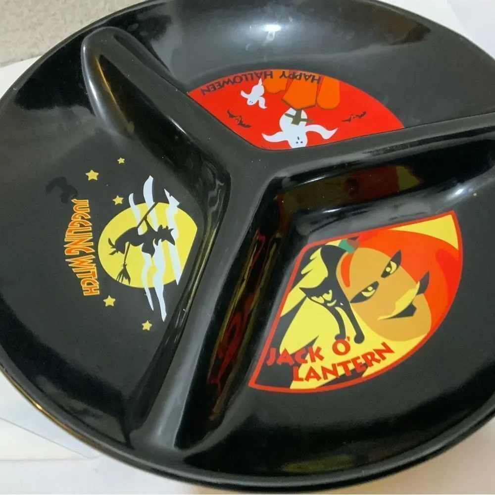 Vintage Target Black Ceramic Divided Halloween Serving Platter